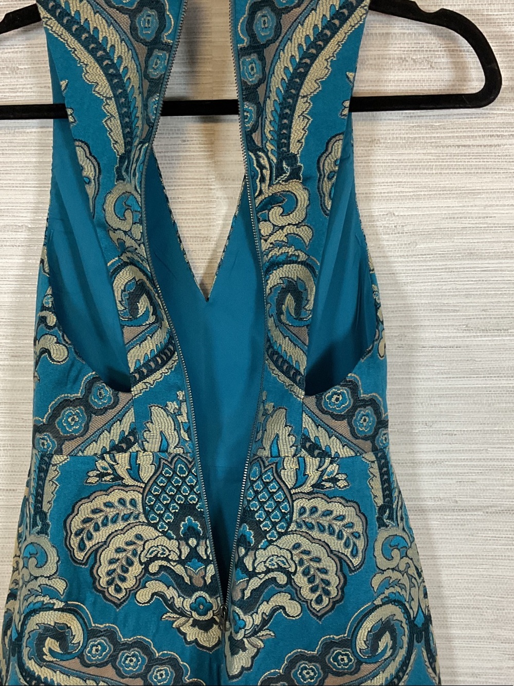 Alice + Olivia Natalee Brocade A Line Sleeveless Mini Dress Turquoise Sz 0 - Picture 14 of 14
